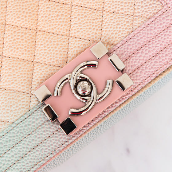 Chanel Rainbow Quilted Caviar Boy Bag Small