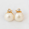 Chanel Vintage Cabochon Simulated Pearl And Crystal Studded Clip On Earrings