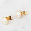 Chanel Vintage Cabochon Simulated Pearl And Crystal Studded Clip On Earrings