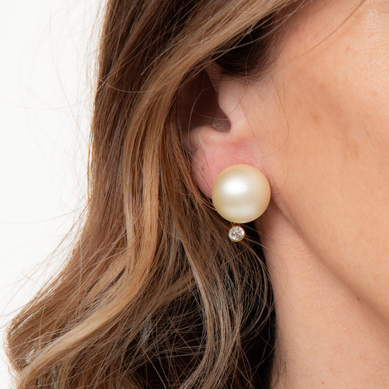 Chanel Vintage Cabochon Simulated Pearl And Crystal Studded Clip On Earrings