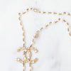 Chanel Pearl Necklace Interlocking CC Logo Pendant Necklace