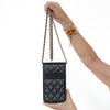 Chanel Black Quilted Caviar Leather Crossbody Phone Holder Bag