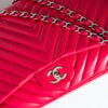 Chanel Fuschia Pink Jumbo Chevron Leather Single Flap Bag