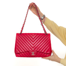  Chanel Fuschia Pink Jumbo Chevron Leather Single Flap Bag