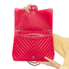 Chanel Fuschia Pink Jumbo Chevron Leather Single Flap Bag