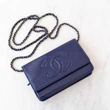  Chanel Cobalt Blue Patent Leather Timeless CC Wallet on Chain Bag