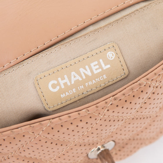 Chanel Blush Mini Square Perforated Leather Flap Bag