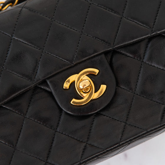 Chanel Vintage Mini Square Black Leather Flap Bag