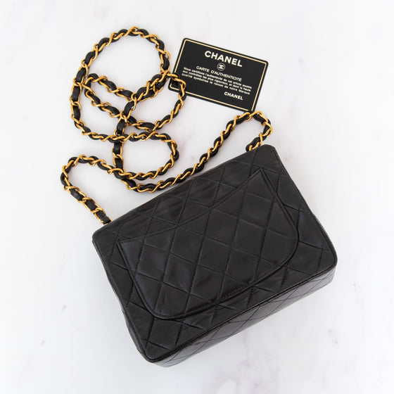 Chanel Vintage Mini Square Black Leather Flap Bag