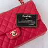 Chanel Raspberry Red Leather Medium Double Flap Classic Bag