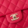 Chanel Raspberry Red Leather Medium Double Flap Classic Bag