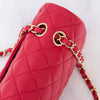 Chanel Raspberry Red Leather Medium Double Flap Classic Bag