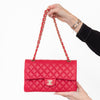 Chanel Raspberry Red Leather Medium Double Flap Classic Bag