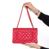 Chanel Raspberry Red Leather Medium Double Flap Classic Bag
