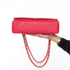 Chanel Raspberry Red Leather Medium Double Flap Classic Bag