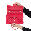 Chanel Raspberry Red Leather Medium Double Flap Classic Bag
