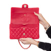 Chanel Raspberry Red Leather Medium Double Flap Classic Bag