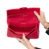 Chanel Raspberry Red Leather Medium Double Flap Classic Bag
