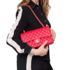 Chanel Raspberry Red Leather Medium Double Flap Classic Bag
