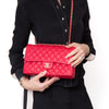 Chanel Raspberry Red Leather Medium Double Flap Classic Bag