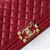 Chanel Medium Red Caviar Leather Boy Bag With Top Handle