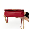 Chanel Medium Red Caviar Leather Boy Bag With Top Handle