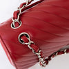 Chanel Red Jumbo Classic Double Flap Bag In  Chevron Caviar Leather