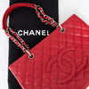 Chanel Red Caviar Leather Grand Shopper Tote Bag