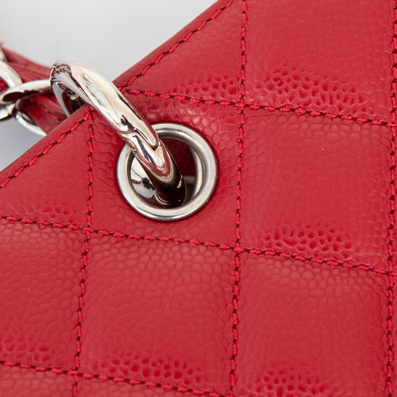 Chanel Red Caviar Leather Grand Shopper Tote Bag