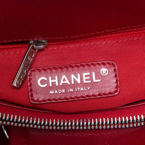 Chanel Red Caviar Leather Grand Shopper Tote Bag