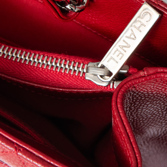 Chanel Red Caviar Leather Grand Shopper Tote Bag