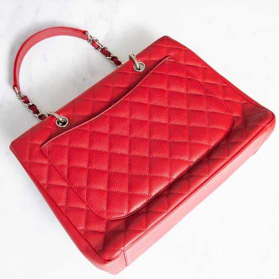Chanel Red Caviar Leather Grand Shopper Tote Bag