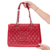 Chanel Red Caviar Leather Grand Shopper Tote Bag