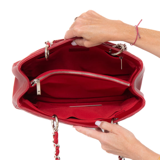 Chanel Red Caviar Leather Grand Shopper Tote Bag