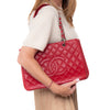 Chanel Red Caviar Leather Grand Shopper Tote Bag