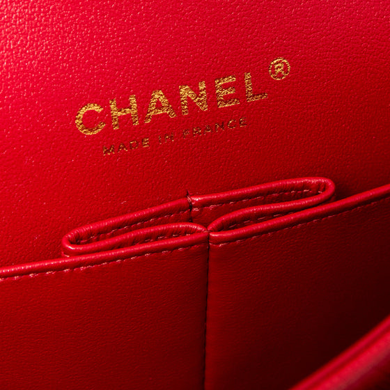 ** UNUSED** Chanel Red Caviar Leather Medium Double Classic Flap Bag