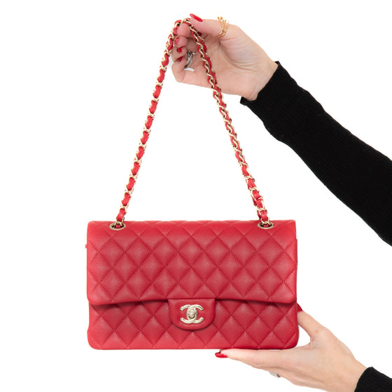 ** UNUSED** Chanel Red Caviar Leather Medium Double Classic Flap Bag