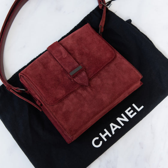Chanel Burgundy Suede Shoulder Bag