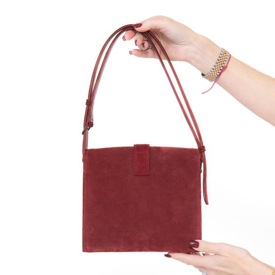 Chanel Burgundy Suede Shoulder Bag