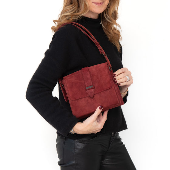 Chanel Burgundy Suede Shoulder Bag