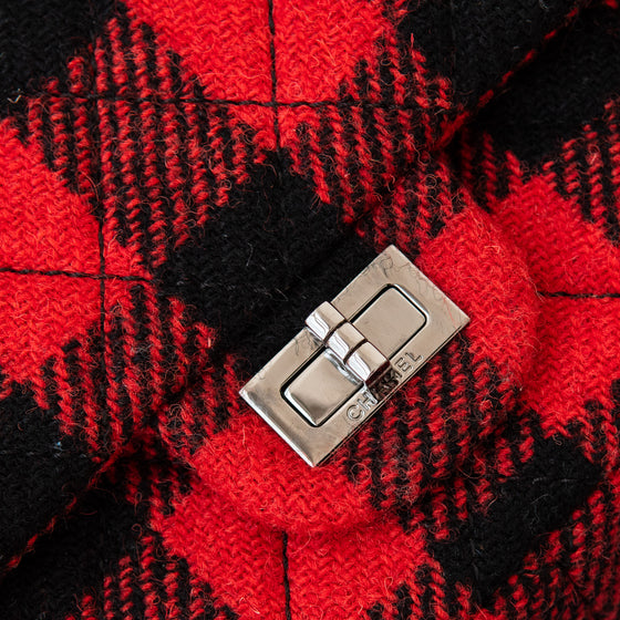 Chanel 2.55 Reissue Double Flap Red And Black Wool Plaid  Bag