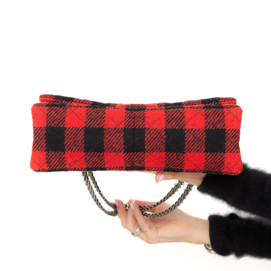 Chanel 2.55 Reissue Double Flap Red And Black Wool Plaid  Bag