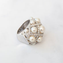  Chanel White Gold Pearls And `Diamonds Baroque Ring