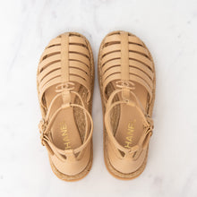  Chanel 2024 Beige Leather Interlocking CC Logo Espadrilles