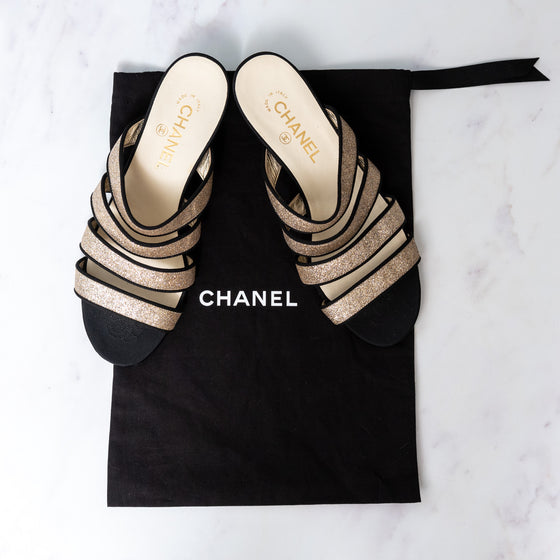 Chanel Interlocking CC Logo Sandals Mules