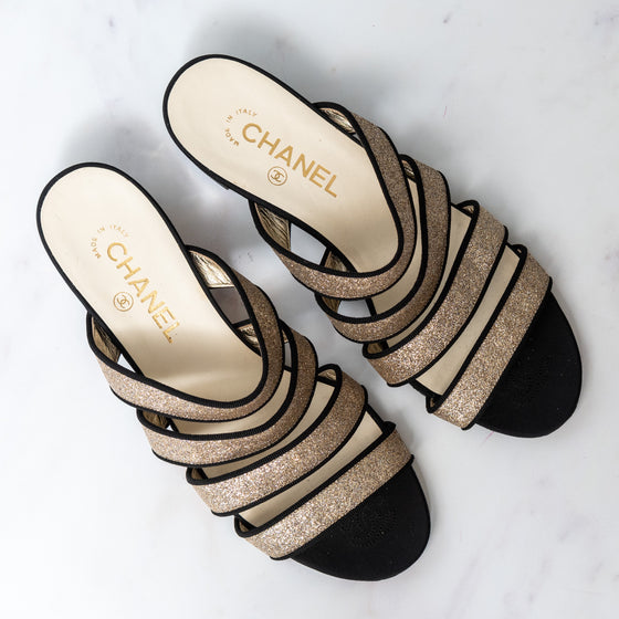 Chanel Interlocking CC Logo Sandals Mules