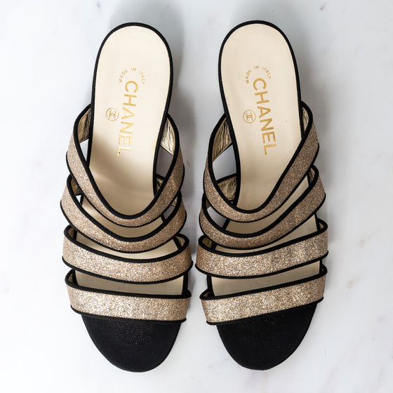 Chanel Interlocking CC Logo Sandals Mules