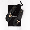 Chanel Black CC Logo Thong Leather Sandals