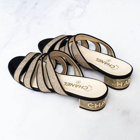 Chanel Interlocking CC Logo Sandals Mules