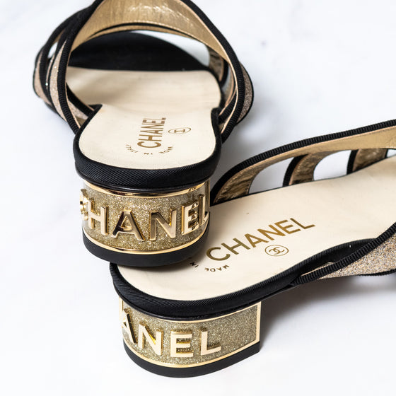 Chanel Interlocking CC Logo Sandals Mules